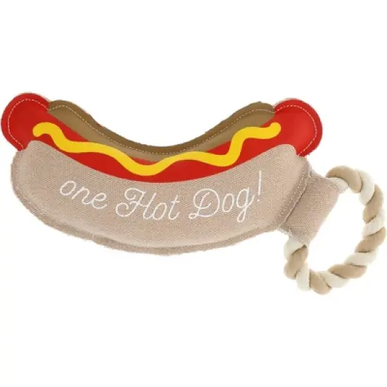 Pavilion Gift Company - Hot Dog - 12.75" Canvas Dog Toy on Rope - Pet Toy image {6}