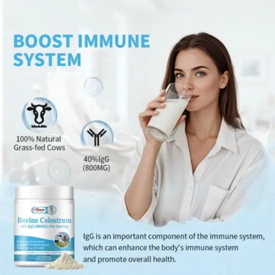 Alliwise Bovine Colostrum Supplement,Pure 40% IgG Colostrum Powder for Gut, Bone, Exercise, Immune, Non-GMO, 4.23 Oz image {5}