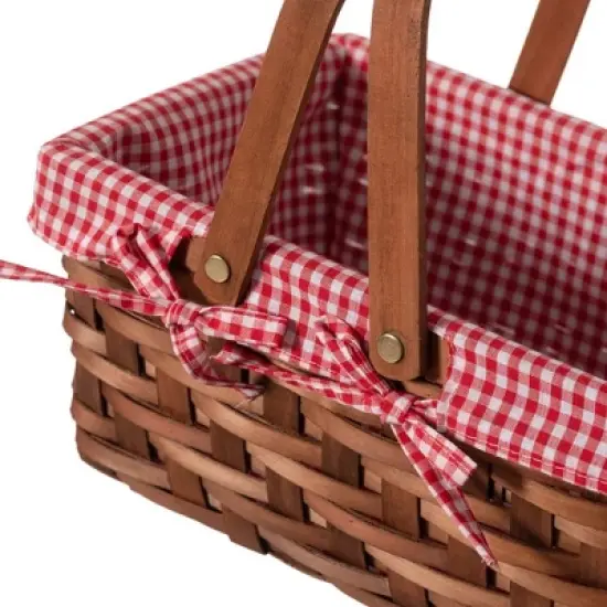 Vintiquewise Small Rectangular Basket Lined with Gingham Lining image {6}
