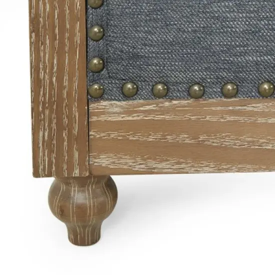 Saragus Chesterfield Tufted 3 Seater Sofa with Nailhead Trim Charcoal/Dark Brown - Christopher Knight Home image {6}