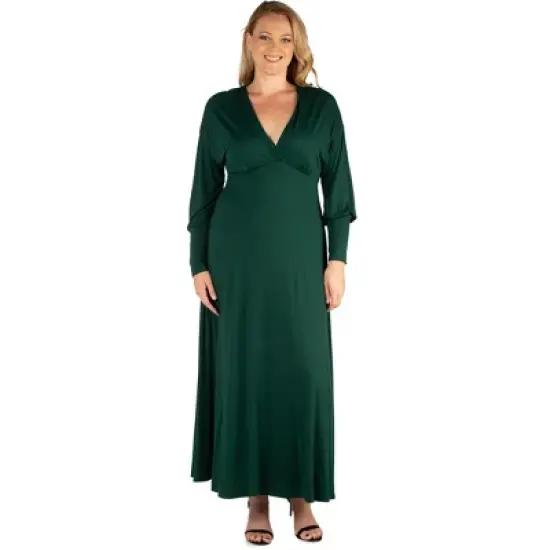 V-Neck Long Sleeve Maxi Plus Size Dress image {6}