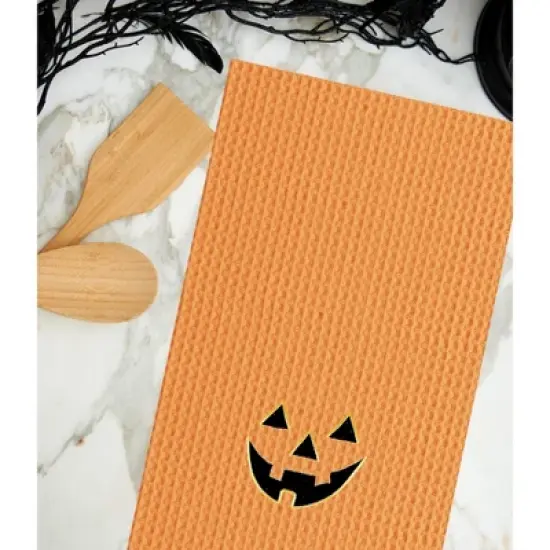 C&F Home Jack O' Lantern Pumpkin Halloween Waffle Weave Cotton Kitchen Towel image {3}