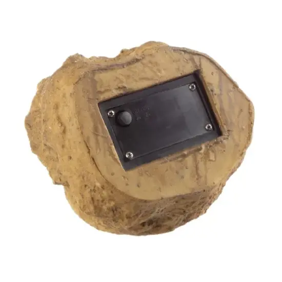 Solar Outdoor Lights - 4-Pack of All-Weather Faux-Stone LED Rock Lights for Paths, Gardens, and Landscaping by Pure Garden (Brown) image {6}