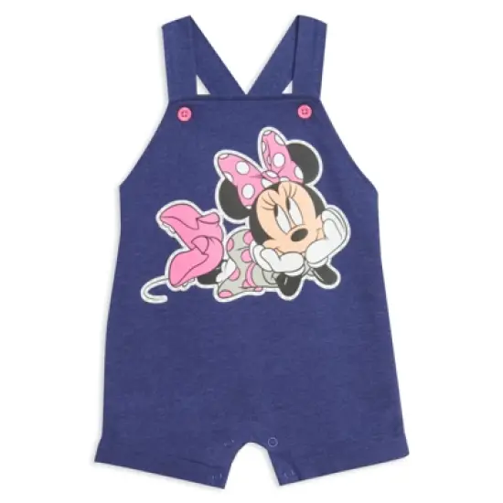 Disney Minnie Mouse Baby Girls French Terry Short Overalls T-Shirt and Headband 3 Piece Outfit Set Newborn to Toddler image {2}