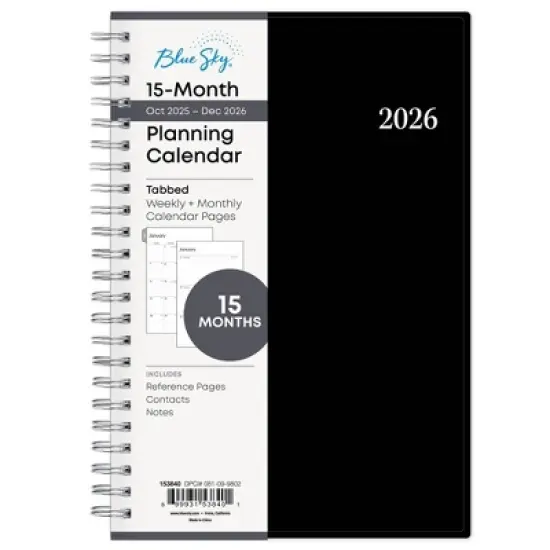 Blue Sky Weekly/Monthly Planning Calendar 5"x8" Enterprise Black image {2}