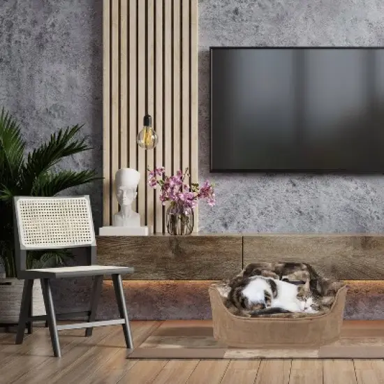 Precious Tails Princess Faux Fur Cat and Dog Bolster - Brown image {4}