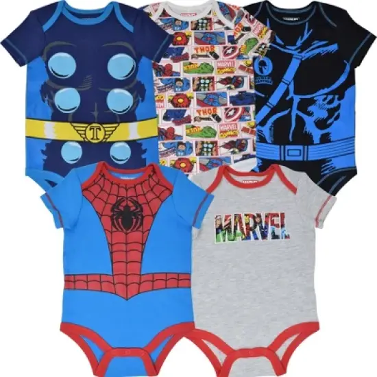 Marvel Avengers Baby Boys 5 Pack Short-Sleeve Bodysuits  image {8}