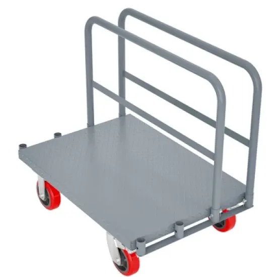 Steel Panel Truck, 2000 LBS Capacity Lumber Cart Drywall Dolly Cart, 36 x 24 Inch Flatbed Cart Dolly with 6" Swivel Brake Wheels, Platform Truck image {9}