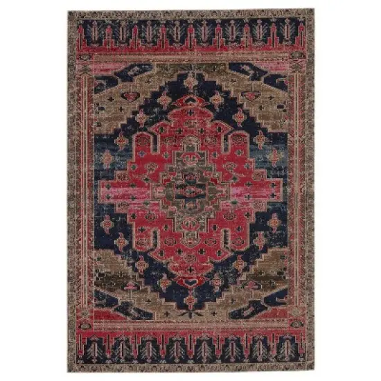 Cicero Indoor/Outdoor Medallion Area Rug Pink/Blue - Jaipur Living image {9}
