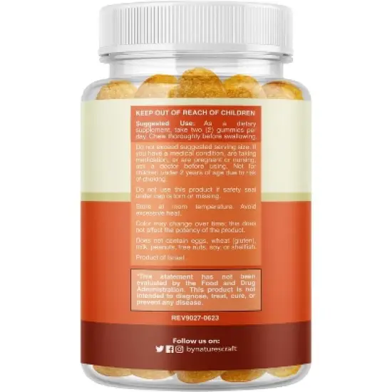 Turmeric Curcumin Gummies, Immune Booster Turmeric Gummies for Joint Support and Advanced Skin Care, Peach Flavor, Nature's Craft, 60ct image {3}
