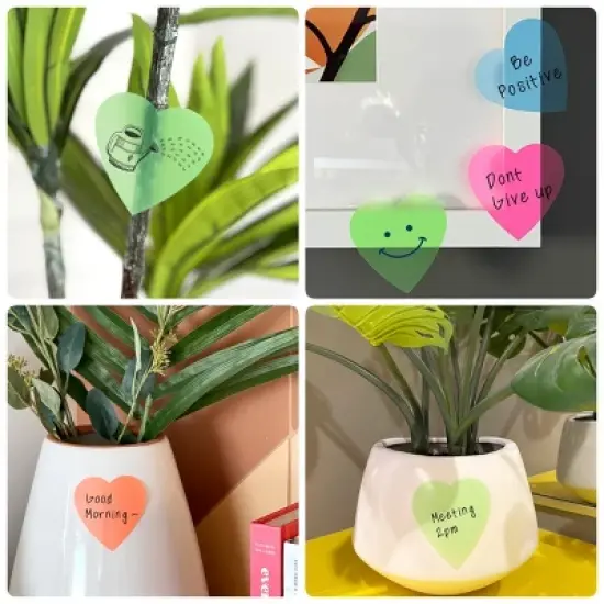 Wrapables Transparent Sticky Notes, Waterproof Self-Adhesive Memos for Home, School, Office (Set of 5), Hearts image {6}