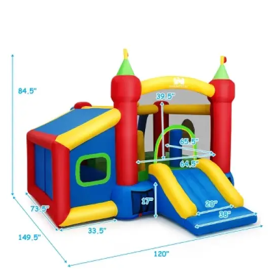 Costway  6-in-1 Inflatable Bounce House Bouncy Castle Blow up Toddler Bouncy House for Kids Indoor Outdoor w/480 Blower image {1}