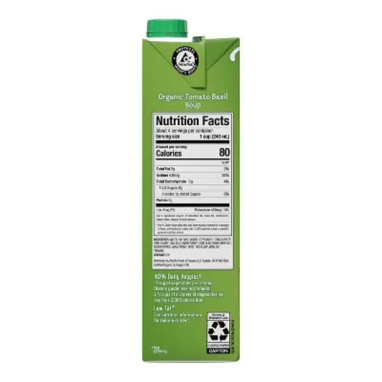 Pacific Foods Plant Based Organic Gluten Free Vegan Tomato Basil Soup - 32 fl oz image {11}