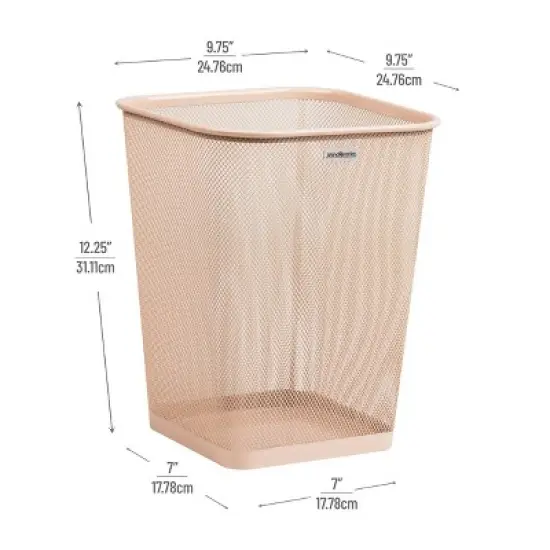 Mind Reader Square Trash Can Metal Mesh Pink image {2}