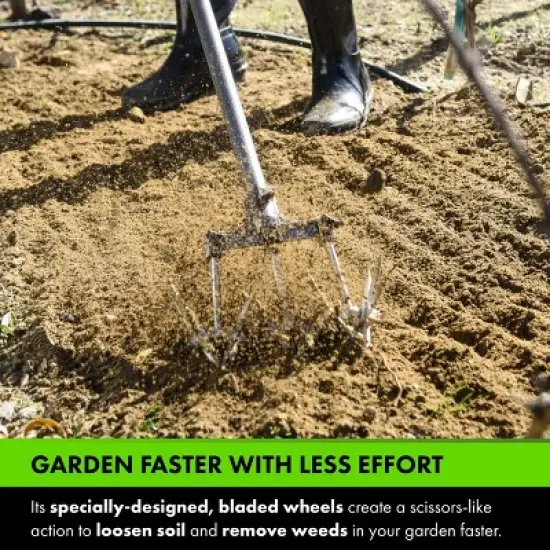 Yard Butler Adjustable Rotary Cultivator Garden Tool - Manual Tiller & Garden Cultivator - IRC-3 image {2}