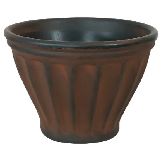 Sunnydaze Indoor/Outdoor Patio, Garden, or Porch Weather-Resistant Double-Walled Charlotte Flower Pot Planter - 16" - Rust Finish image {7}