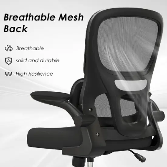 GlasFlength Task and Office Chairs with Support Armrest Ergonomic  Adjustable Computer Chair and Gaming Chair, Black, 25.2"*25.8"*44.5" image {2}