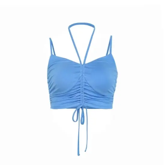 Women's Mermaidcore Cropped Gathered Front Tank Top image {4}