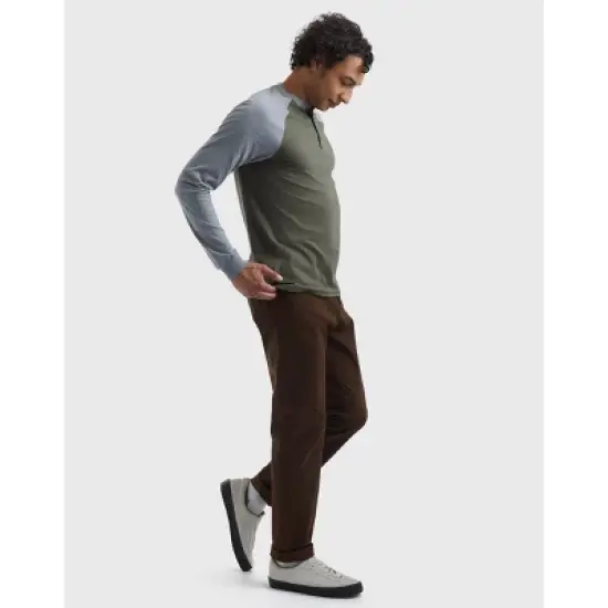 Hanes Beefy-T Men's Long Sleeve Colorblock Henley image {5}