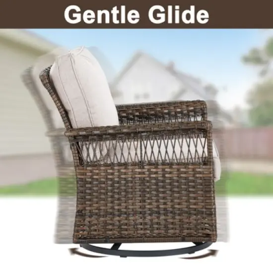 Belord 6 Piece All Weather Wicker Patio Furniture Set, Outdoor Conversation Set with Patio Sofa Couch Swivel Patio Chairs Coffee Table and Ottomans image {6}