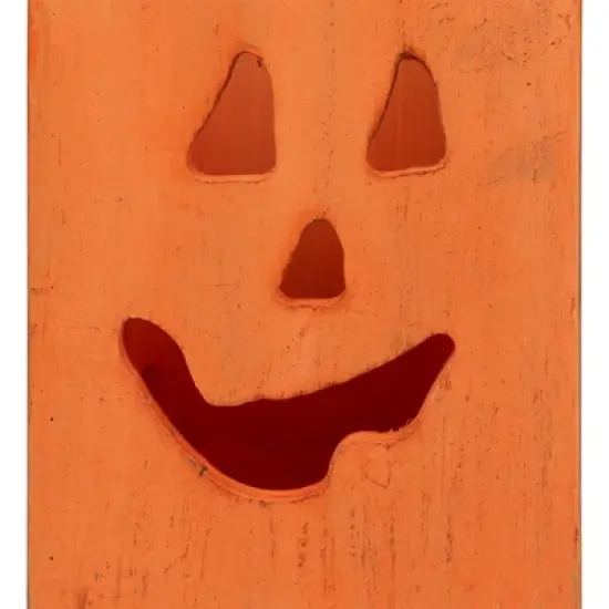 Northlight Small Orange Wood Jack O Lantern Halloween Candle Lantern - 6.25" image {7}