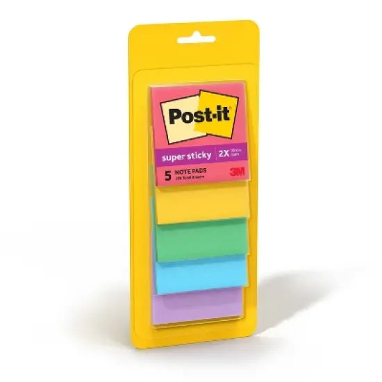 Post-it 5pk 3" x 3" Super Sticky Notes 45 Sheets/Pad - Marrakesh Collection: Multicolor Office Supplies, Art & Design image {1}