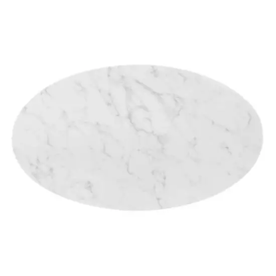 48" Tupelo Oval Artificial Marble Dining Table Gold White - Modway image {1}