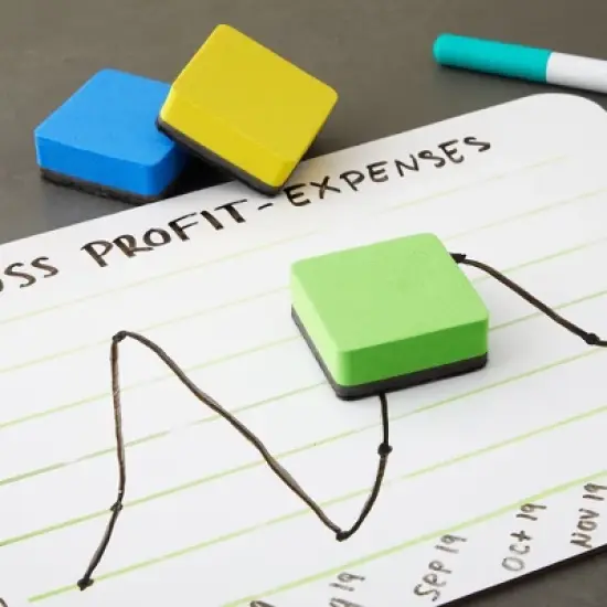 Juvale 24 Pack Magnetic Mini Dry Erase Erasers for Classroom, Whiteboard 4 Colors, 1.96 x .74 In image {2}