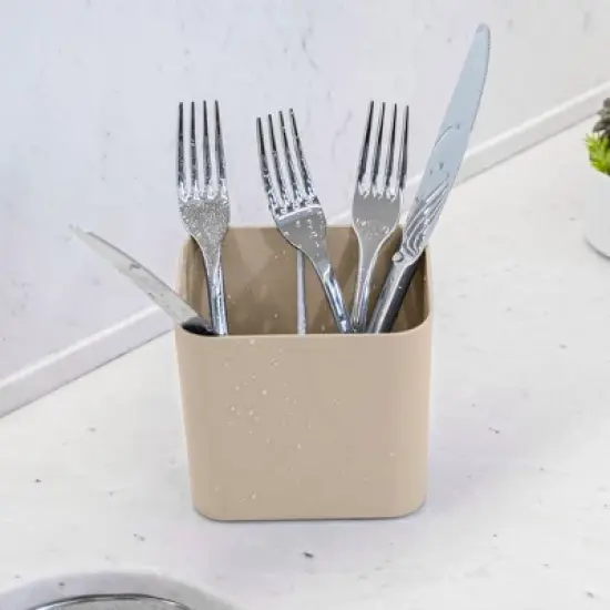 OU Utensil Holder with Removable Divider, Nonslip Cutlery Drainer, Scratch Resistant Finish with Built In Reservoir, Kitchen Sink Caddy image {2}