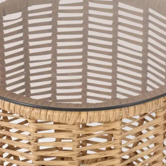 Arias 3pc Wicker Chat Set - Light Brown/Beige - Christopher Knight Home image {5}