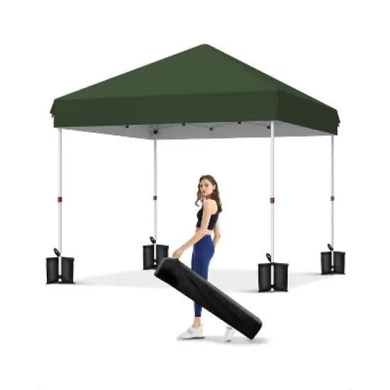 10x10 FT Canopy Tent, Outdoor Shelter with 3 Adjustable Heights, Quick Setup, Includes 4 Sandbags & Carry Bag, Ideal for Camping, Parties image {9}