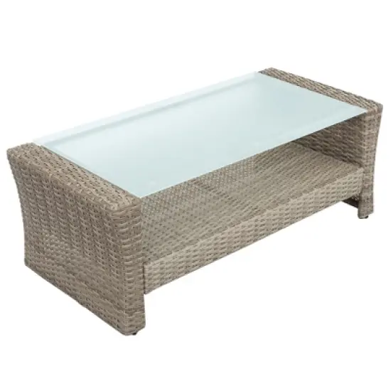 Eden 6 Piece Outdoor Conversation Set All Weather Wicker Sectional Sofa with Ottoman and Cushions Patio Furniture Set-Maison Boucle image {7}