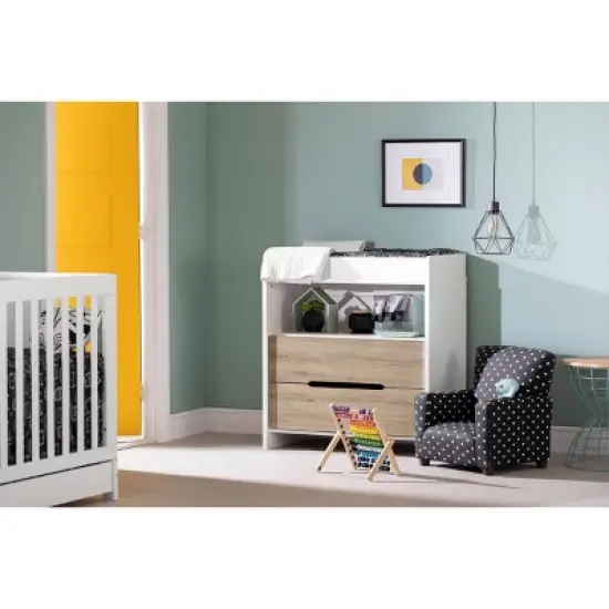 Cookie Changing Table - Pure White and Rustic Oak - South Shore image {4}