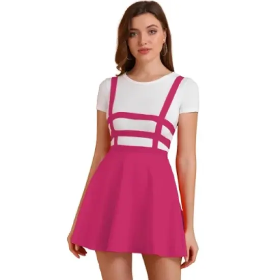 Allegra K Women's Pleated Kawaii A-Line Elastic Waist Mini Braces Suspender Skirt image {7}