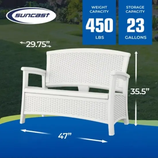 Suncast Elements Stylish Lightweight Loveseat Outdoor Seating with Convenient Built In Universal Storage, and All Weather Plastic image {2}