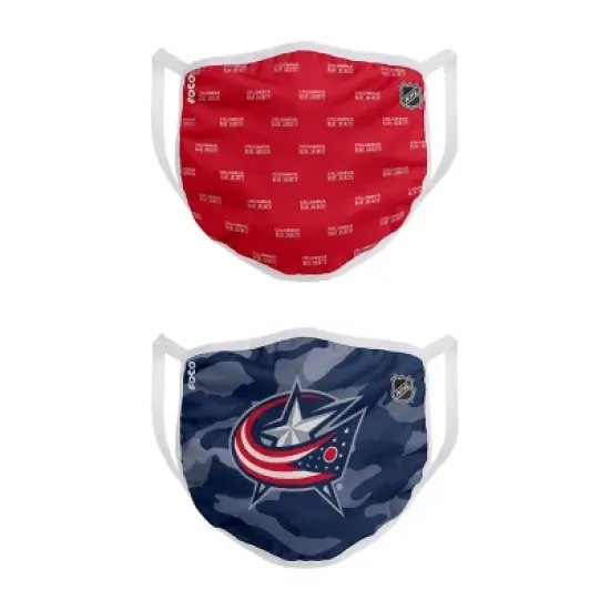 NHL Columbus Blue Jackets Youth Clutch Printed Face Covering - 2pk image {1}