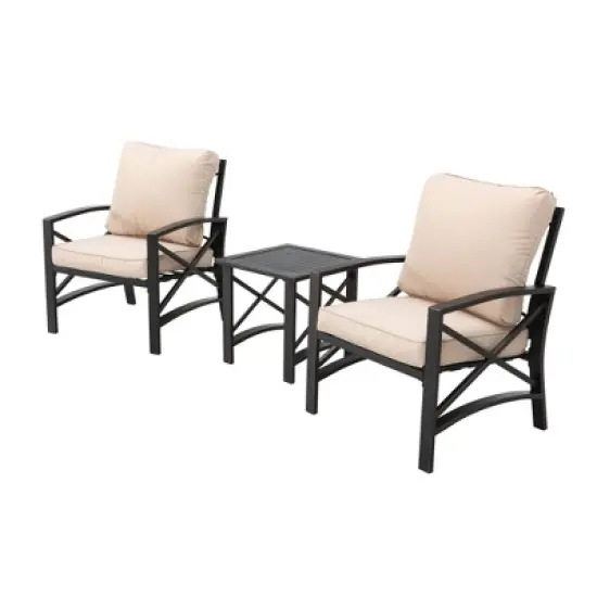 3pc Outdoor Metal Conversation Set with Cushions - Patio Festival
 image {2}