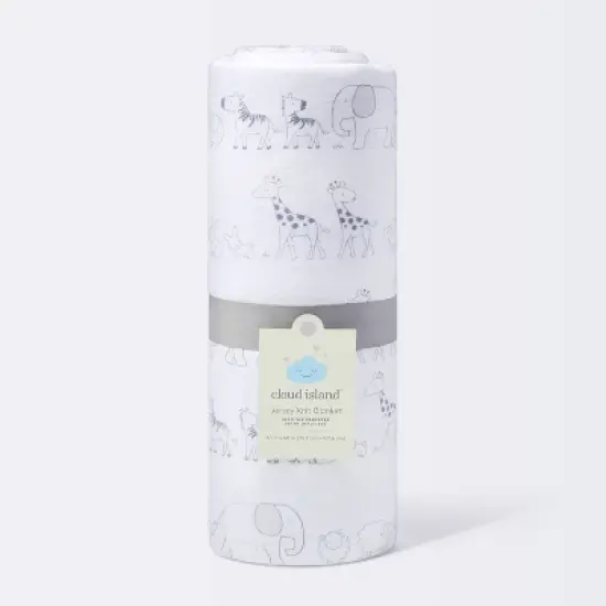 Jersey Knit Reversible Blanket Two by Two - Cloud Island&trade; Gray image {3}