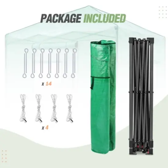 EAGLE PEAK 10'x10' Portable Walk-in Greenhouse with Zippered Doors and Windows, PE Cover image {7}