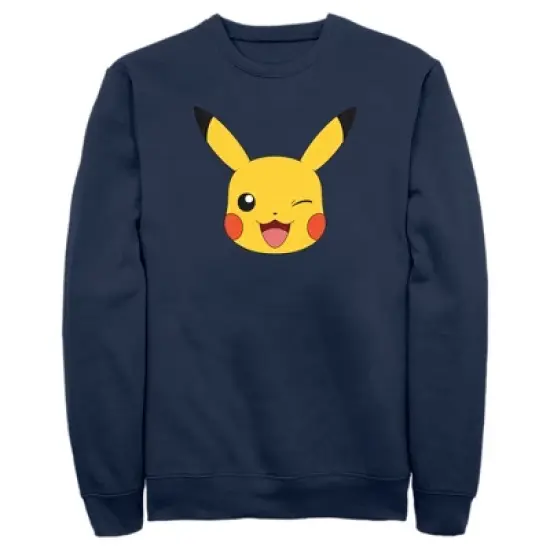Men's Pokemon Pikachu Wink Face Sweatshirt image {3}