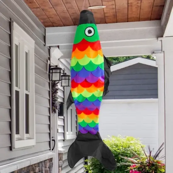 Briarwood Lane Fish Windsock All-Occasion Rainbow Fish 55"L Black image {1}