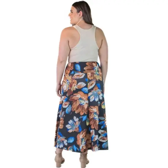 Plus Size  Floral Pattern Elastic Waistband Ankle Length Maxi Skirt image {1}