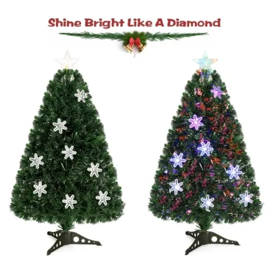 Costway 3FT Pre-Lit Fiber Optic Artificial Christmas Tree with Multicolor Led Lights image {5}