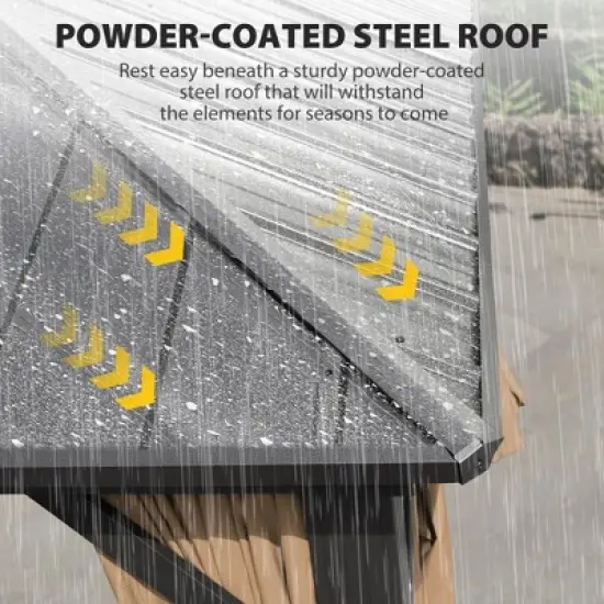 YARDSIGHT Hardtop Gazebo, Aluminum Frame Permanent Pavilion with Curtains and Netting,Double Roof,Designed for Garden, Lawns, Patio image {4}