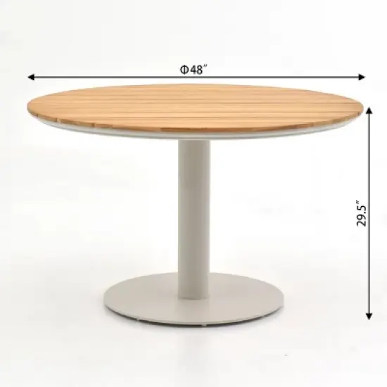 Complete Garden Dining Group Contour Cushioned Chairs & Circular HardwoodTexture Table image {3}
