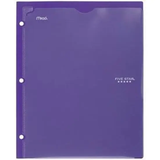 Mead Five Star 2 Pocket Plastic Folder (Colors May Vary): Polypropylene, 3 Hole Punched, 50 Sheet Capacity, Multicolor image {8}