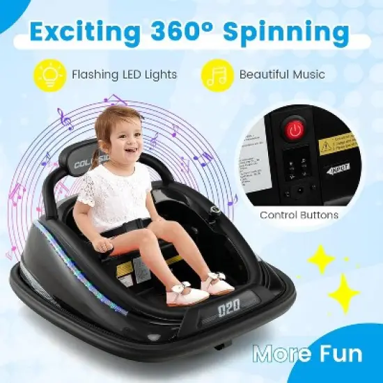 Costway Bumper Car for Kids Electric Ride on Car with Remote Control Joystick Flashing LED Lights image {3}