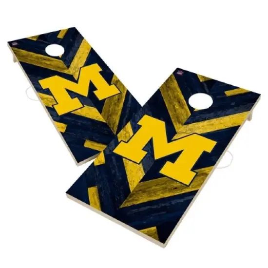 NCAA Michigan Wolverines 2'x4' Solid Wood Cornhole Board image {1}