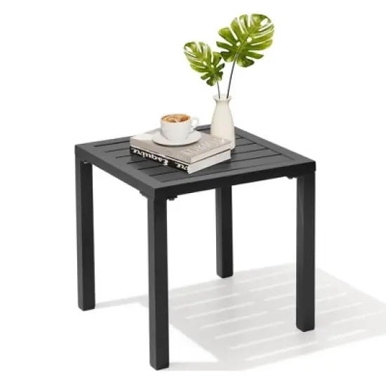 Crestlive Products Aluminum Outdoor Side Table Pool Lounge Chair Side Table Weather Resistant Small Square Coffee End Table image {2}