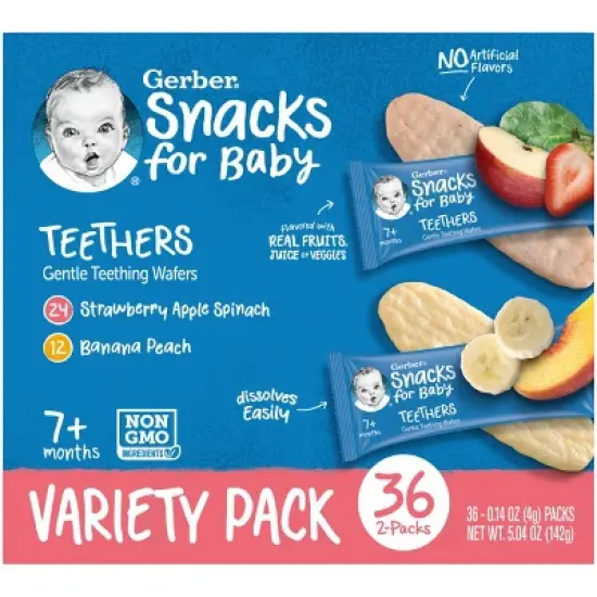Gerber Teethers Variety Pack Baby Snacks - 5.04oz/36pk image {3}